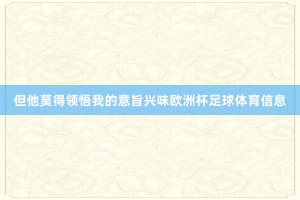 但他莫得领悟我的意旨兴味欧洲杯足球体育信息