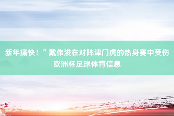 新年痛快！”戴伟浚在对阵津门虎的热身赛中受伤欧洲杯足球体育信息